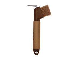 S2G HOOF PICK BRUSH IN LEATHER LOOK  BROWN