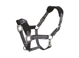 HEAD COLLAR IN NYLON  GREY WITH NECK- AND NOSE PART IN BLACK  PONY