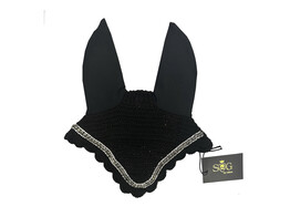 NOIR BONNET POUR CHEVAL EXCLUSIVE 3 rangees CRYSTAL