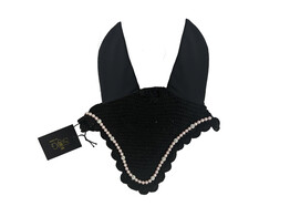 NOIR BONNET POUR CHEVAL EXCLUSIVE 1 rangees ROSE/CRYSTAL PERLES