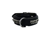 COLLAR EXCLUSIVE LEATHER 3 ROWS CRYSTALS M