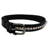 BELT EXCLUSIVE BLACK PATENT LEATHER 1 ROW PEARL PINK/CRYSTAL 65CM