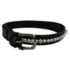 CEINTURE EXCLUSIVE NOIR CUIR VERNI 1 rangee ROSE/CRYSTAL PERLES 75CM