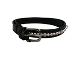 BELT EXCLUSIVE BLACK PATENT LEATHER 1 ROW PEARL PINK/CRYSTAL 75CM