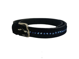 CEINTURE EXCLUSIVE NOIR SUEDE CUIR 1 rangee BLEU CRYSTAL