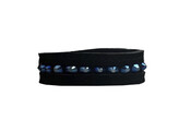 BRACELET EXCLUSIVE BLACK LEATHER SUEDE 1 ROW CRYSTAL BLUE S