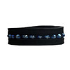 BRACELET EXCLUSIVE BLACK LEATHER SUEDE 1 ROW CRYSTAL BLUE XS