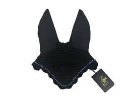 NOIR BONNET POUR CHEVAL EXCLUSIVE 1 rangees BLEU CRYSTAL