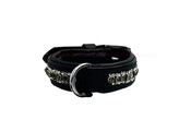 COLLAR EXCLUSIVE LEATHER 3 ROWS CRYSTALS M