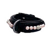 COLLAR EXCLUSIVE BLACK PATENT LEATHER 1 ROW PEARL PINK/CRYSTAL M