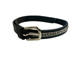 BELT EXCLUSIVE BLACK LEATHER 3 ROW CRYSTAL 85CM