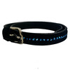 BELT EXCLUSIVE BLACK LEATHER SUEDE 1 ROW CRYSTAL BLUE 75CM