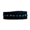 BRACELET EXCLUSIVE BLACK LEATHER SUEDE 1 ROW CRYSTAL BLUE S